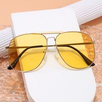 Pilot Shape Sunglasses Women Euro-American Style Dual Bridge Sun Glasses Men Mountaineering Hiking Men’s Sunglasses yellow