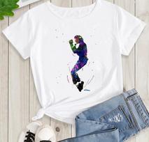 Michael Jackson Grafinis Spausdintas Marškinėliai Harajuku Roko Mada Atsitiktinis Trumpomis Rankovėmis Apvalia Kaklo Išmatavimų Dydis Marškinėliai Moterims 4XL black