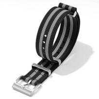 Briaunota 18mm 20mm 22mm laikrodžio apyrankė Omega karinio audimo sportiniam apyrankės dirželiui su sagtimi audinio keičiama apyrankė vyrams moterims 18mm juoda pilka spalva