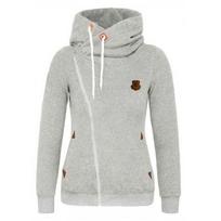 Female Spring and Autumn Unique Side Zipper Top Sports Cardigan Hooded Plus Size Sports Shirt 3XL white