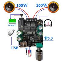 2*100W Bluetooth 5.0 Skaitmeninė Galios Stiprintuvo Plokštė AUX Garsiakalbis 2.0 KAN Stereo Namų Muzika Belaidis Modulis Audio Stiprintuvas juoda