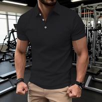 Essential Slim Fit Short Sleeve Polo Shirt, Casual Top for Daily & Gym XL brown