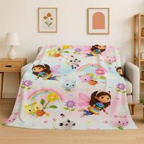 Cute Gabbys Dollhouse Cartoon Girl Soft Flannel Throw Blanket,Warm Cozy Blanket for Bed,Couch,Sofa,Bedroom,Living Room,Picnic Size: 75*100cm, Weight: 230 GSM pink