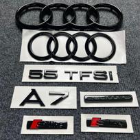 For Audi Q8 4M4285mm 202mm 3D ABS Car Front Hood Decal Rear Trunk Steering A7 Mark S line Emblem Sticker Auto Accessories For Audi A7 2012-2018 black