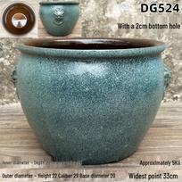 Vintage Coarse Ceramic Bonsai Flower Pot for Succulents and Green Plants As Shown - Ceramic žalia