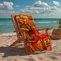Reese‘S Peanut Fashion Beach Towel: Ideal for Summer Adventures Soft, absorbent and quick drying suitable for swimming and bathing 70cmx140cm(27x55inch) red