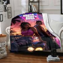GTA 6 Theme Printed Blanket - Perfect for Couch, Bed, Travel & Outdoor Use | Machine Washable, Cozy & Durable. 130cmx150cm