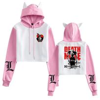 Cross-Border Death Note Anime Women's Cat Ear Color Block Hoodie - Autumn/Winter Collection XL white