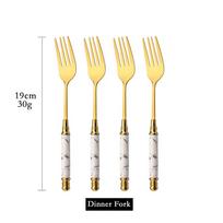 Steel 4pcs20pcs Polished Stainless Mirror Ceramic Silverware Flatware Set Ceramic Handle Tableware Set White Gold Forks Spoons Knives Utensils Set Matches the image,4Pcs Dinner Fork beige