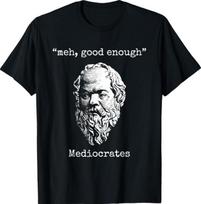 Mediocrates: Meh, Good Enough - Lazy Logic Sloth Wisdom Meme T-Shirt 150 gray