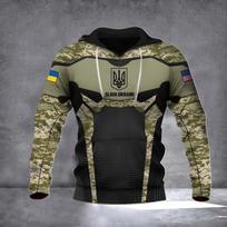 Naujas Ukrainos nacionalinis herbas Kanados vėliava Camo spausdinti gobtuvai 3D vyrams moterims laisvalaikio megztinis su gobtuvu karinis gobtuvas drabužiai 2XL gray
