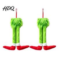 Fluffy Elf Leg Car Decoration 2Pcs Christmas Green Decoration Plush Long Hair Hanging Holiday Gift for Lovers Ornament Home Fireplace Tree green