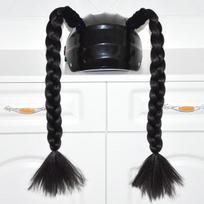 2vnt. /Pora Nauji motociklo šalmo pynimai Moteriški pynimo perukai Motociklininkų šalmams Įvairiaspalviai Twist Dual Pigtail Ponytail su čiulptuku black