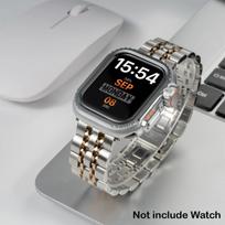 Nerūdijančio plieno dirželis+korpusas Apple Watch Ultra3 2 49mm 46 45mm 44 42mm laikrodžiams, prabangus apyrankė iWatch Series 11 10 9 8 7 6 44mm black