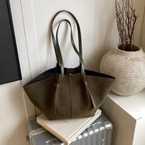 Retro Lazy Tote Bags, High-end Frosted Suede Large-capacity Shoulder Bag, Casual Versatile Commuter Ladies Storage Handbags New 52x10x28cm gray