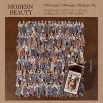 100 Stickers Per Box Modern Beauties Series American Vintage Character Hard Card Stickers for Journaling and Collage within 80*80mm per sheet