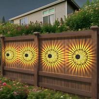 1/4 Pack Solar Hollow Peony Wall Lamps, Iron Outdoor Garden Decor Lights, Waterproof Yard Lighting, Party Decor Gift 4pcs black