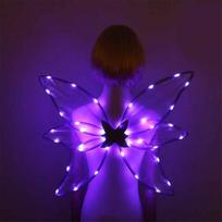 Nykštukų sparnai Elektriniai sparnai Judantys Blizgantys Šviečiantys sparnai Šviečiantis drugelis su LED lemputėmis Helovino kostiumui Pasipuošti Vaikams Moterims Purple 59*45#1 purple