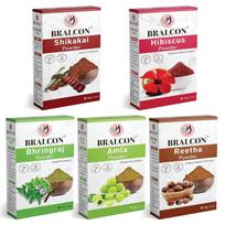 BRALCON Organic Amla, Reetha, Shikakai, Bhringraj, Hibiscus Powder Combo-500g (100g x 5 Pack)|Amla Powder, Reetha Powder, Shikakai Powder, Bhringraj brown