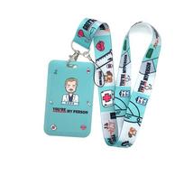 Grey's Anatomy Cartoon Credential Holder Keychains Neck Lanyard For Pass Card Anime Credit Card Holder Keychain Straps