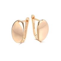 18k Rose Gold Plated Latest Stylish Copper Zircon Hoop Earrings for Women and Girls beige