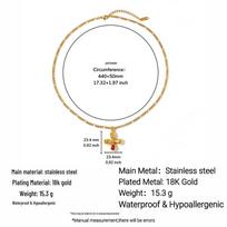 Stainless Steel & Titanium 3D Balloon Necklace with Zirconia, Adjustable 18K Gold-Plated Clavicle Chain, Waterproof for Women.
