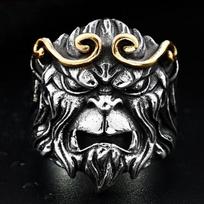 Retro Monkey King Battle Buddha Metal Ring - Hot Selling Accessory gray