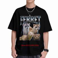 Vintage Ferret Rap Bootleg Short Sleeve Tee  Cotton TShirt 4XL juoda