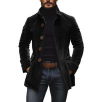 New Men's Faux Leather Jacket, Casual Lapel Fall Winter Fashion Outerwear XL juoda