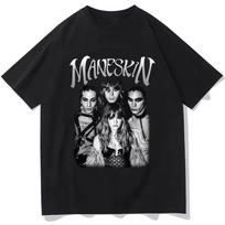 Italian Rock Band Maneskin World Tour T-shirt Fashion Gothic Retro Men Women Loose Short Sleeve Casual T Shirts Streetwear 150 gray