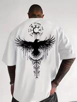 Raven Norse Mythology Graphic Tee 100% Cotton Men's T-shirt Summer Casual Streetwear Breathable Shirts for Male Daily 150 gray