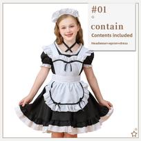 Vaikų tarnaitės kostiumas suknelė, Lolitos stiliaus, Poliesteris, Juoda/Balta 110cm black