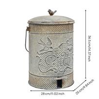 Cast Iron Trash Can Noiseless Lid Vintage Pedal Bin Large Capacity