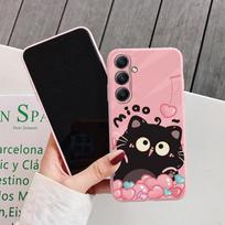 Madingas katės dėklas, skirtas iPhone Samsung A55 S24 S25 A06 Xiaomi Redmi Note 13 Pro 14C Huawei Honor Realme smūgiams atsparus telefono buferis nuo įbrėžimų matinis dangtelis Redmi Note 10 4G