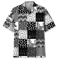 Vintage Chess Pattern Shirt For Men 3D Printed Short Sleeve Loose Lapel Hawaiian Shirts Women Y2k Summer Street Button Blouses XXXL gray
