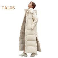 Women Cotton Coat Hooded Long Sleeve Pockets Side Slit Hem Down Jacket Solid Color Pockets Thickened Casual Outwear XXXL