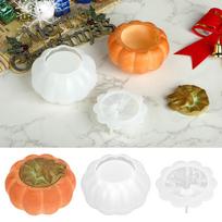 Meiyangyang DIY Epoxy Resin Silicone Mold: Halloween Pumpkin Candlestick & Storage Box. Complete Set (Lid + Box) orange