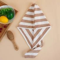 Moteriškos mergaitės rankšluosčiai Vonios kambario mikropluošto rankšluosčiai Stripe Plaukų rankšluostis Magic Mikropluošto dušo kepuraitė Lady Turban Head gray