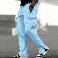 Men's American- Flip-top Pocket Side-drawstring Waist Workwear Trousers XXXL gray