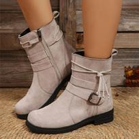 Women Decor Tie Side Faux Suede Boots Casual Single Boots Ladies Shoes Short Boots Lace up Boots for Women Size 11 37