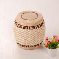 Simple Handmade Small Stool Fashion round Shoe Bench Creative Grass Woven Ottoman Multi-Functional Low Footrest beige