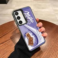 Milka Šokoladinės Karvutės Sausainiai Telefono dėklas Samsung Galaxy S24 S23 S22 S21 S20 Note20 Ultra Plus Fe spalvos sidabrinis Dangtelis Samsung S20 Plus