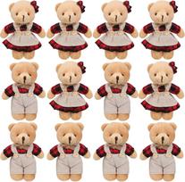 12-4s Mini Joint Teddy Bear Stuffed Animal Plush Toys Wedding Gift Box Doll Toy for Birthday Cake Wedding Decor Party Favors 12 PCS beige