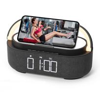 2500mAh Bluetooth Speaker with Wireless Charger FM Radio Dimmable Light - Portable Dual Speaker for Bedroom Office Gifts juoda