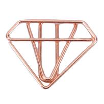 100Pcs Jewel Shaped Paper Clips Cute Bookmarks Planner Metal Paperclips Decorative School Supplies for Kids Students Rose Gold with Transparent Box brown