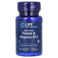Folate Vitamin Life Extension Folic Acid Vitamin B12 Capsules 90 Tablets 1 pcs