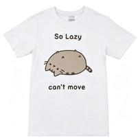 Unisex shirt Cotton Oversize Large Size  Pusheen The Cat So Lazy Can'T Move Cute Adult T-Shirt Unisex Shirt S beige