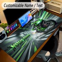 Motorcycle Biker Theme Personalized Mouse Pad Custom Name Text Non Slip Desk Pad For Laptop Office Desktop 30cmx60cm