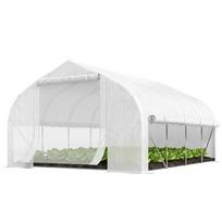 Garden Tunnel Greenhouse 12 M² Garden Tunnel Greenhouse With Door And 8 Windows PE Tarpaulin 140 G M² 400 X 200 X 200cm White
