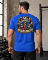 Medieval Gym Shirt, Jester Bench Press Tee, Funny Weightlifting Workout T-Shirt 130 blue